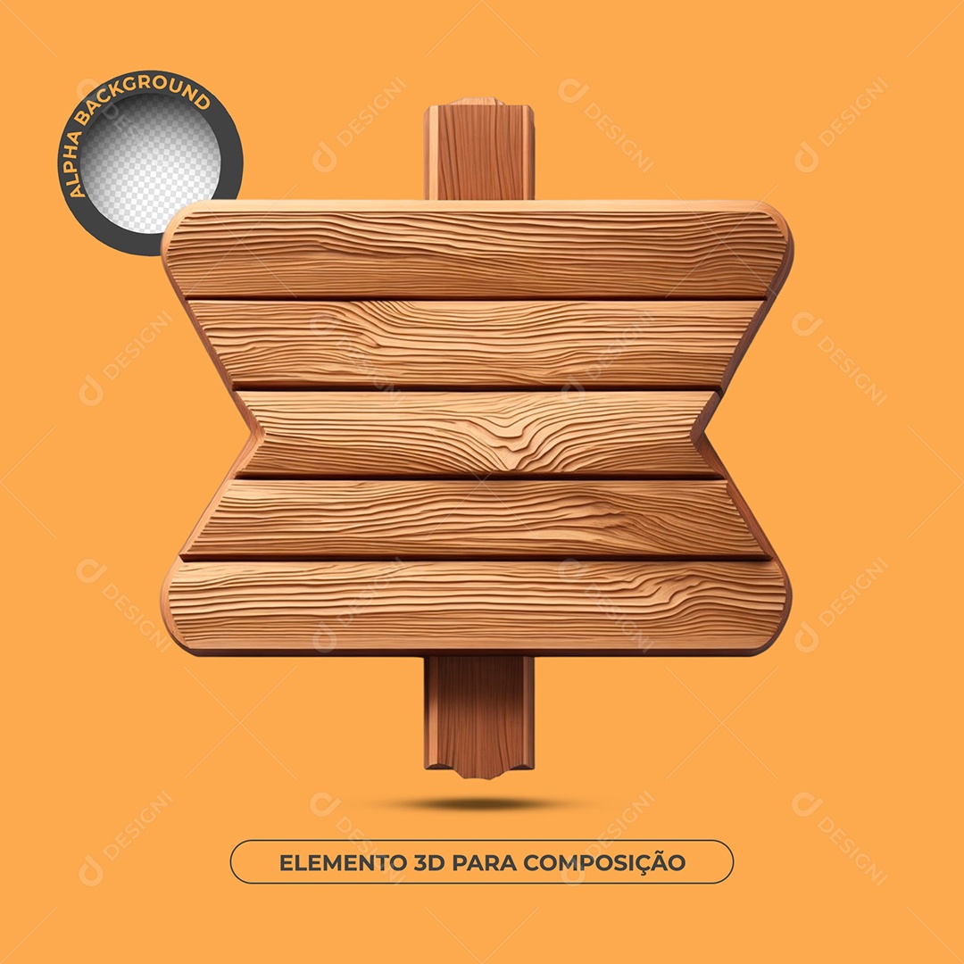 Base de Texto de Madeira 16 Elemento 3D Para Composição PSD