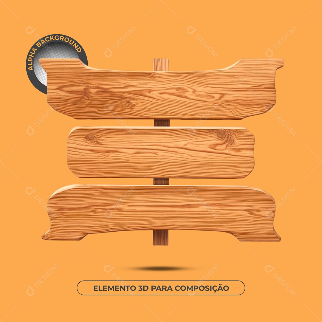 Base de Texto de Madeira Elemento 3D Para Composição PSD
