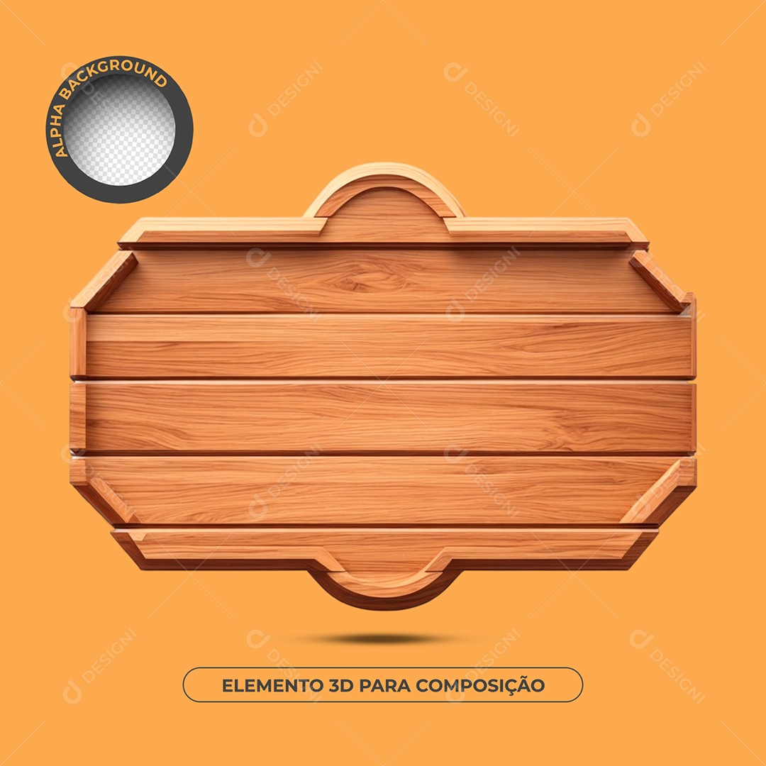 Base de Texto de Madeira 21 Elemento 3D Para Composição PSD