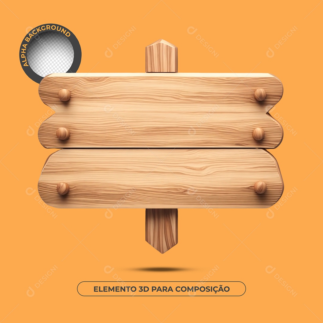 Base de Texto de Madeira 24 Elemento 3D Para Composição PSD