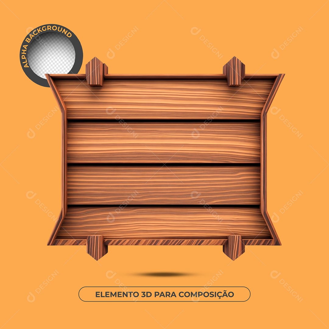 Base de Texto de Madeira 30 Elemento 3D Para Composição PSD