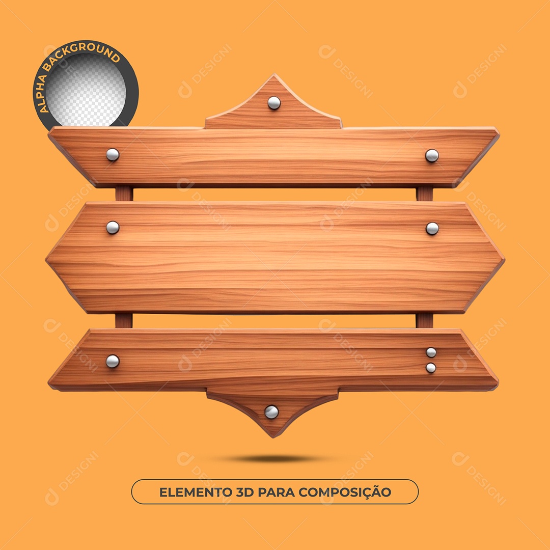 Base de Texto de Madeira 32 Elemento 3D Para Composição PSD