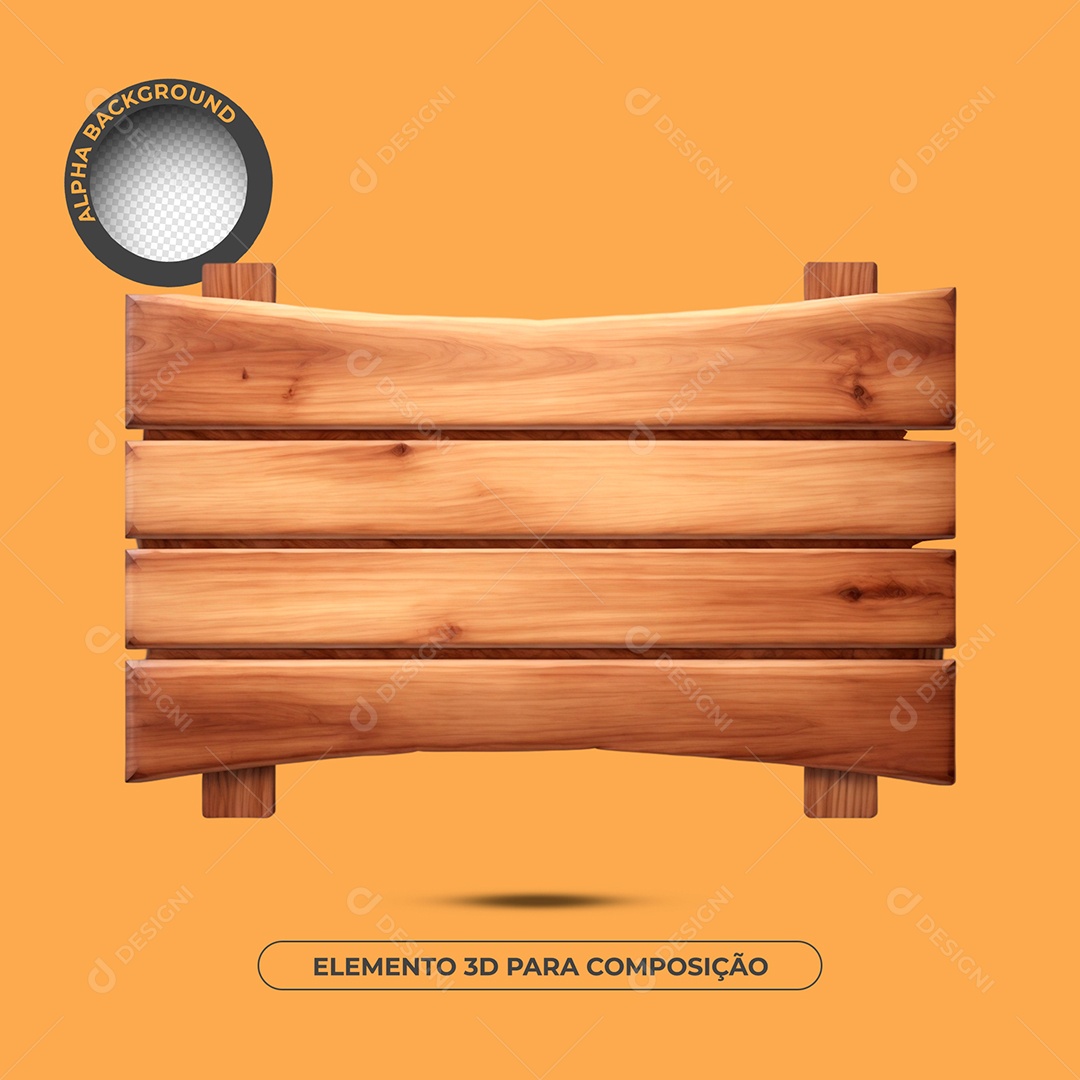 Base de Texto de Madeira 34 Elemento 3D Para Composição PSD