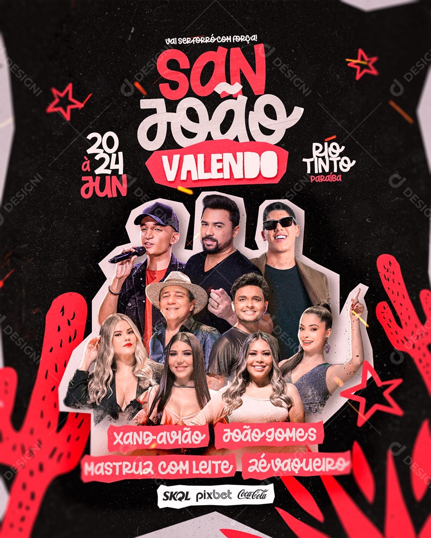 Social Media Flyer Feed Vai Ser Forró Com Força San João Valendo PSD Editável