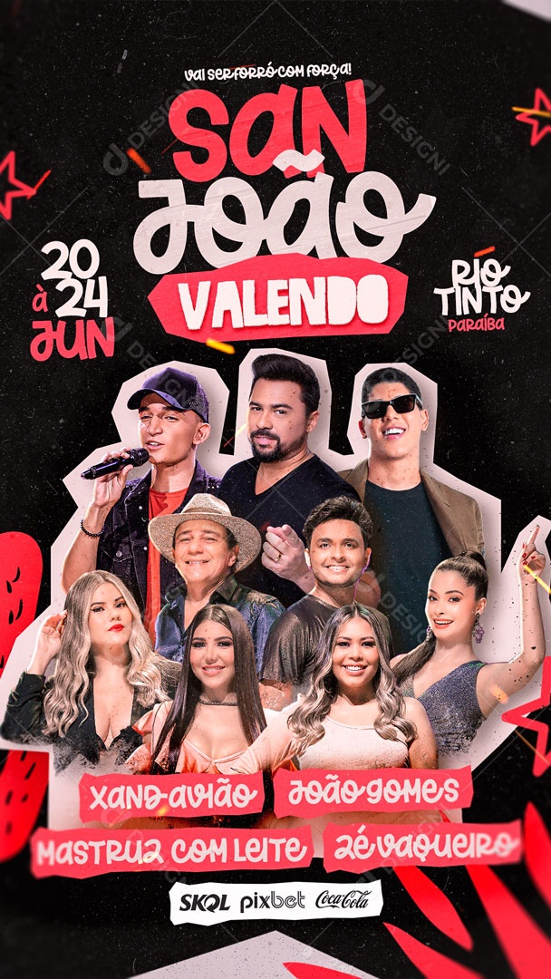 Social Media Flyer Story  Vai Ser Forró Com Força San João Valendo PSD Editável