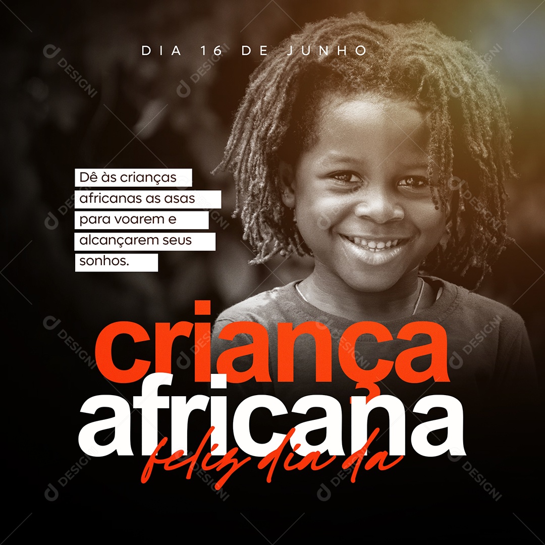 Feliz Dia Da Criança Africana 16 De Junho Social Media PSD Editável