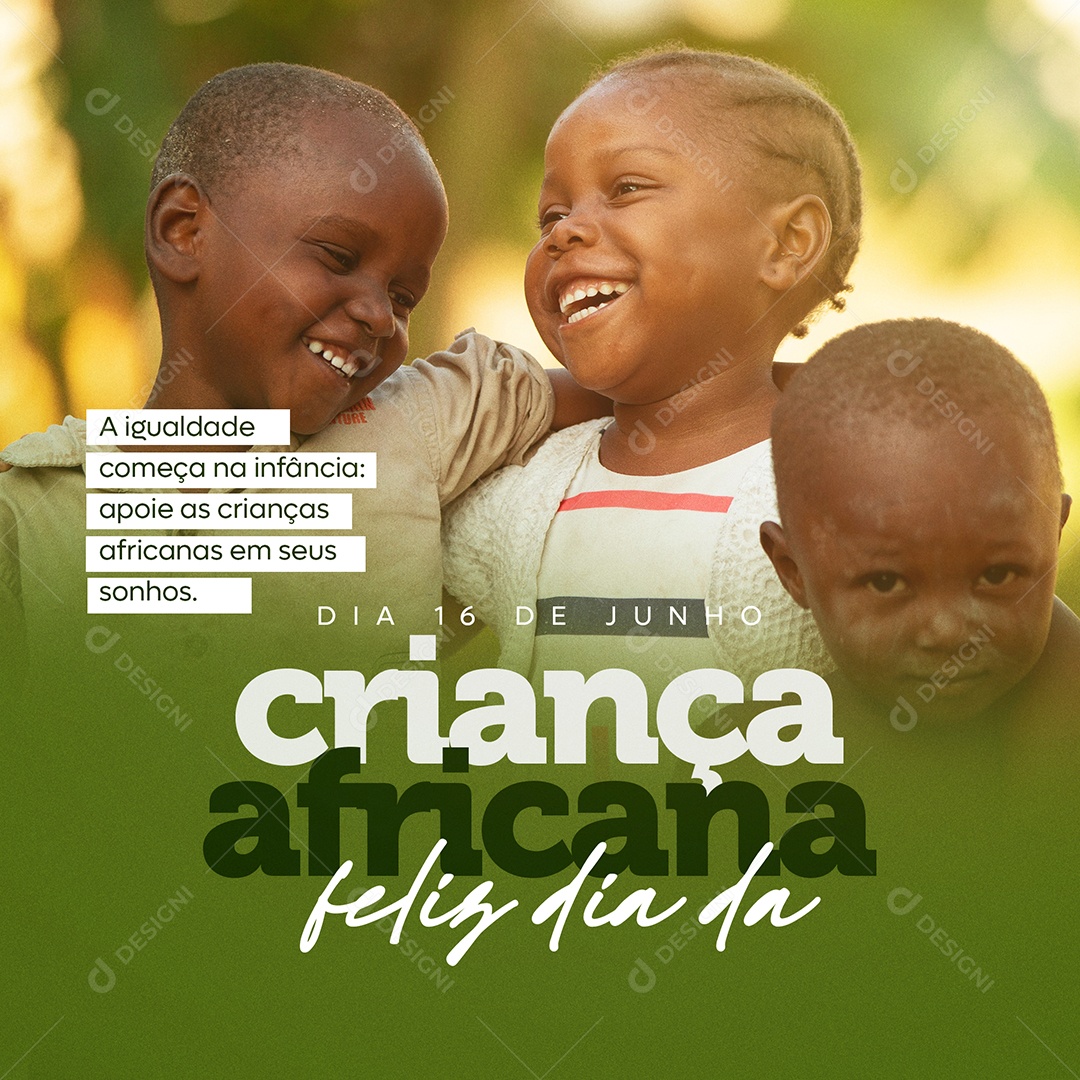 Feliz Dia Da Criança Africana 16 De Junho Social Media PSD Editável