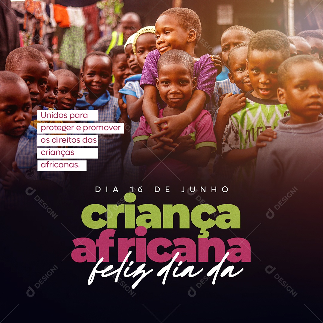 Dia Da Criança Africana Feliz 16 De Junho Social Media PSD Editável