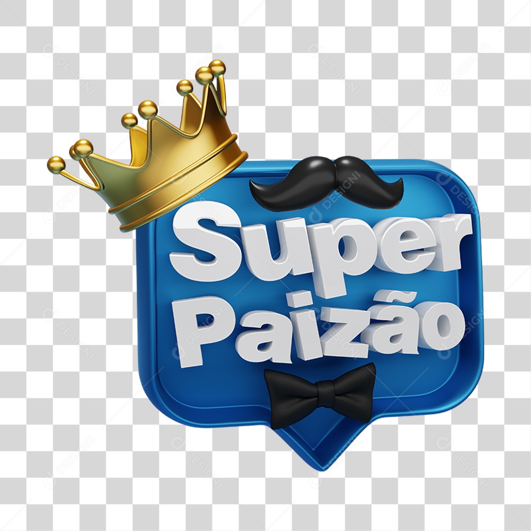 Selo 3D Azul Super Paizão Para Composição PNG Transparente