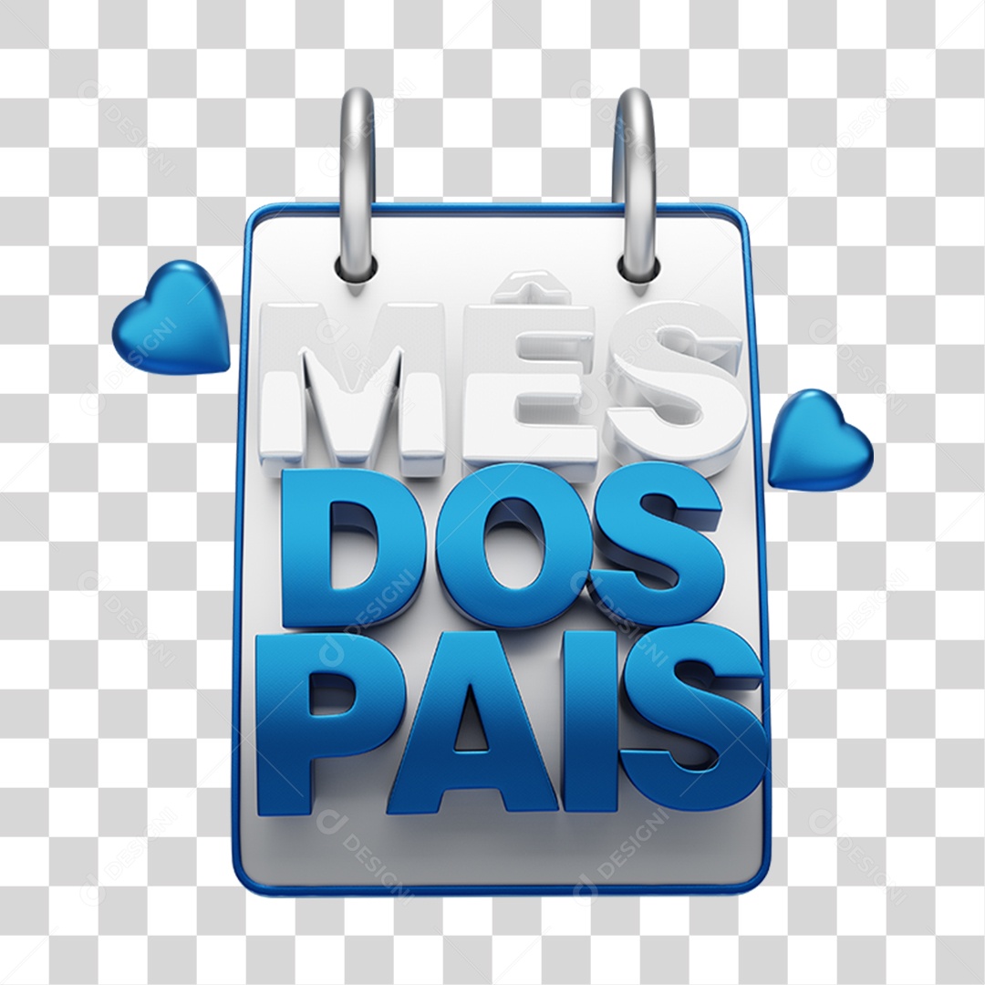 Selo 3D Calendario Mês Dos Pais Azul Para Composição PNG Transparente