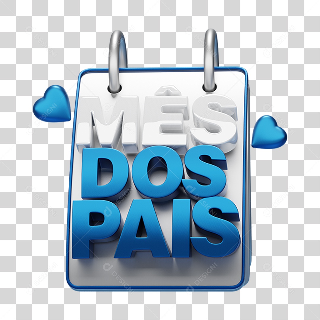 Selo 3D Calendario Mês Dos Pais Azul Para Composição PNG Transparente
