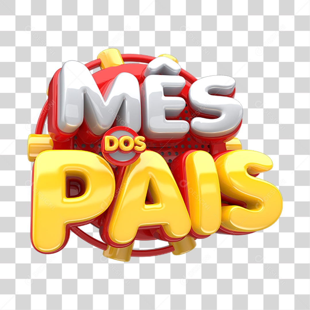 Mês Dos Pais Vermelho E Amarelo Selo 3D Para Composição PNG Transparente