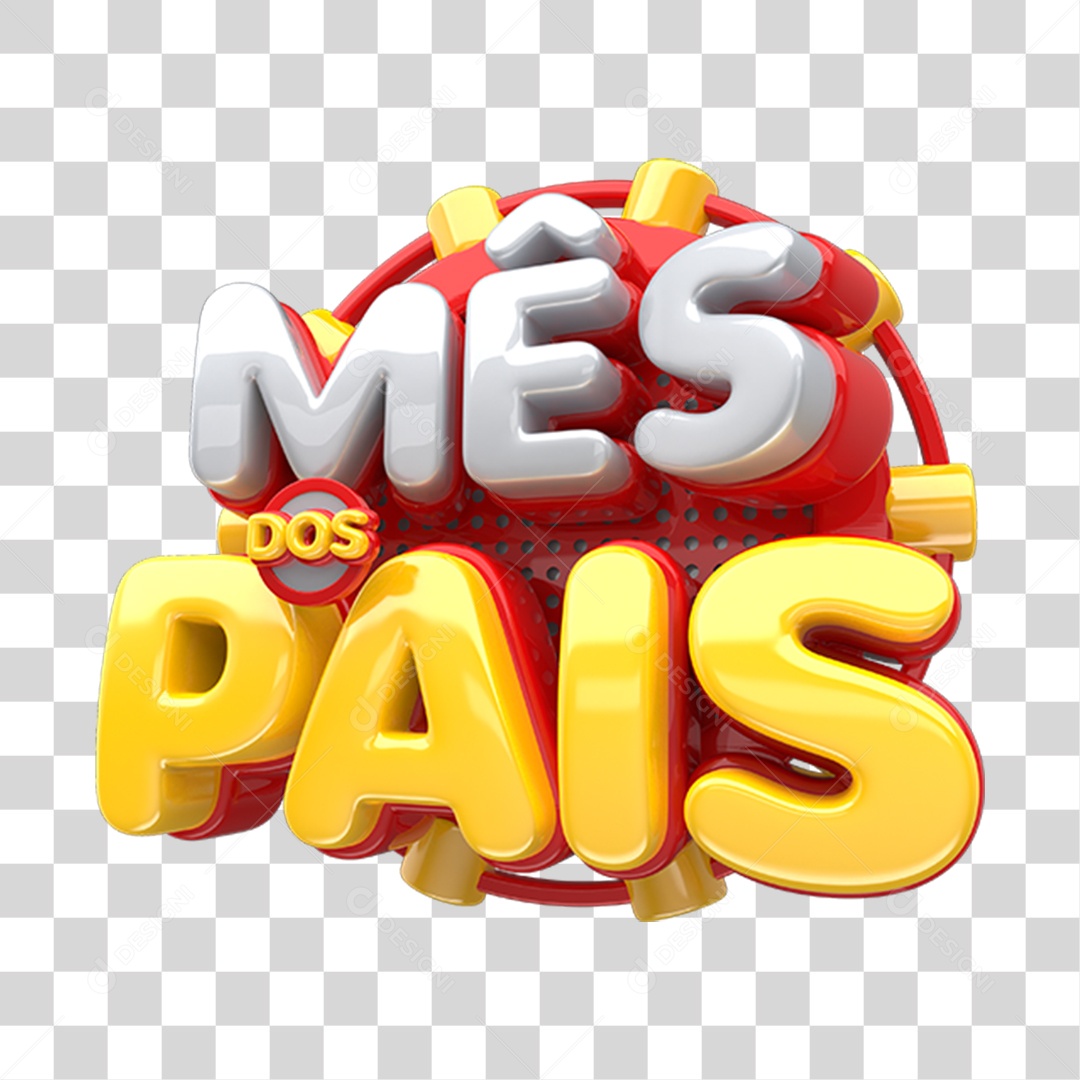 Mês Dos Pais Vermelho E Amarelo Selo 3D Para Composição PNG Transparente