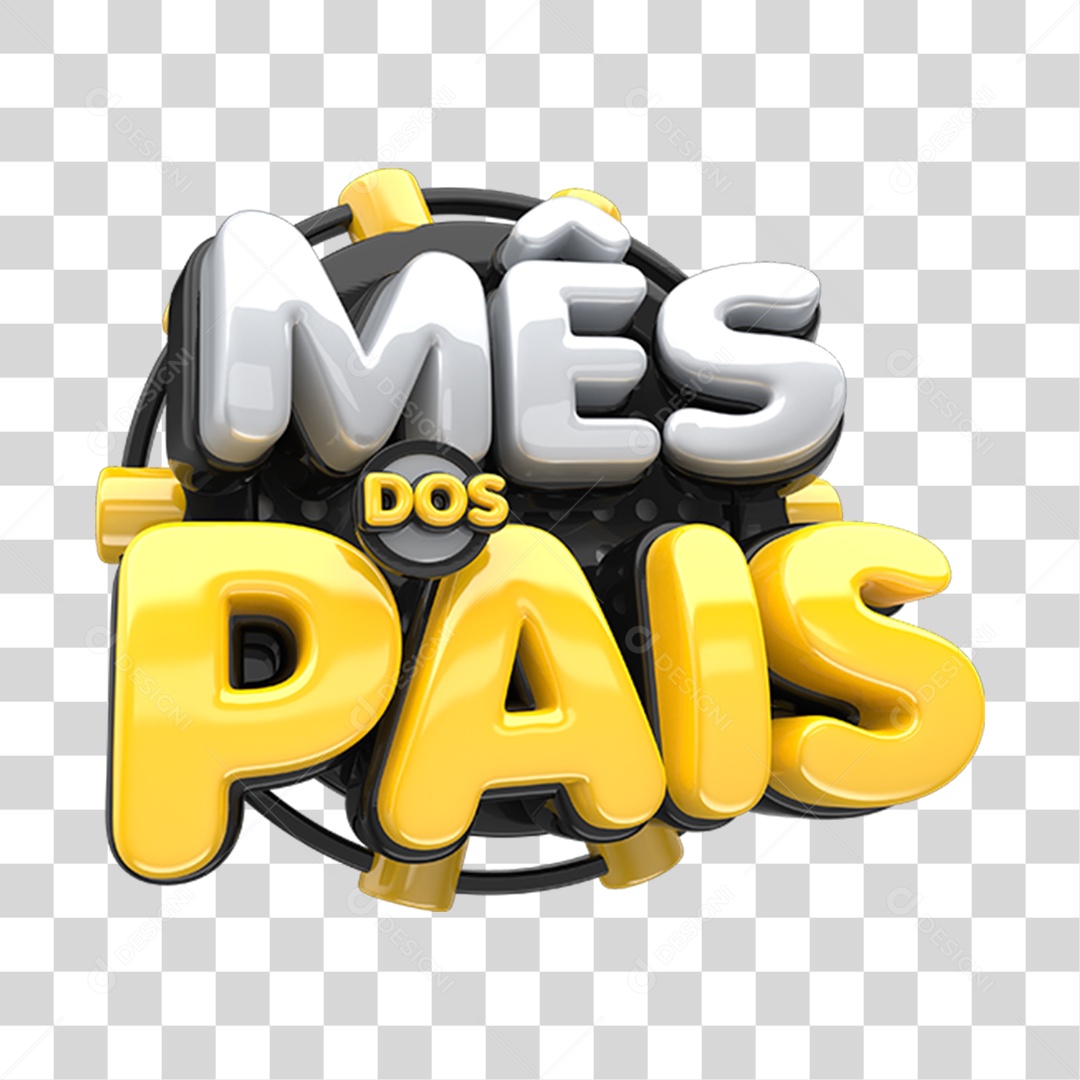 Mês Dos Pais Preto E Amarelo Selo 3D Para Composição PNG Transparente