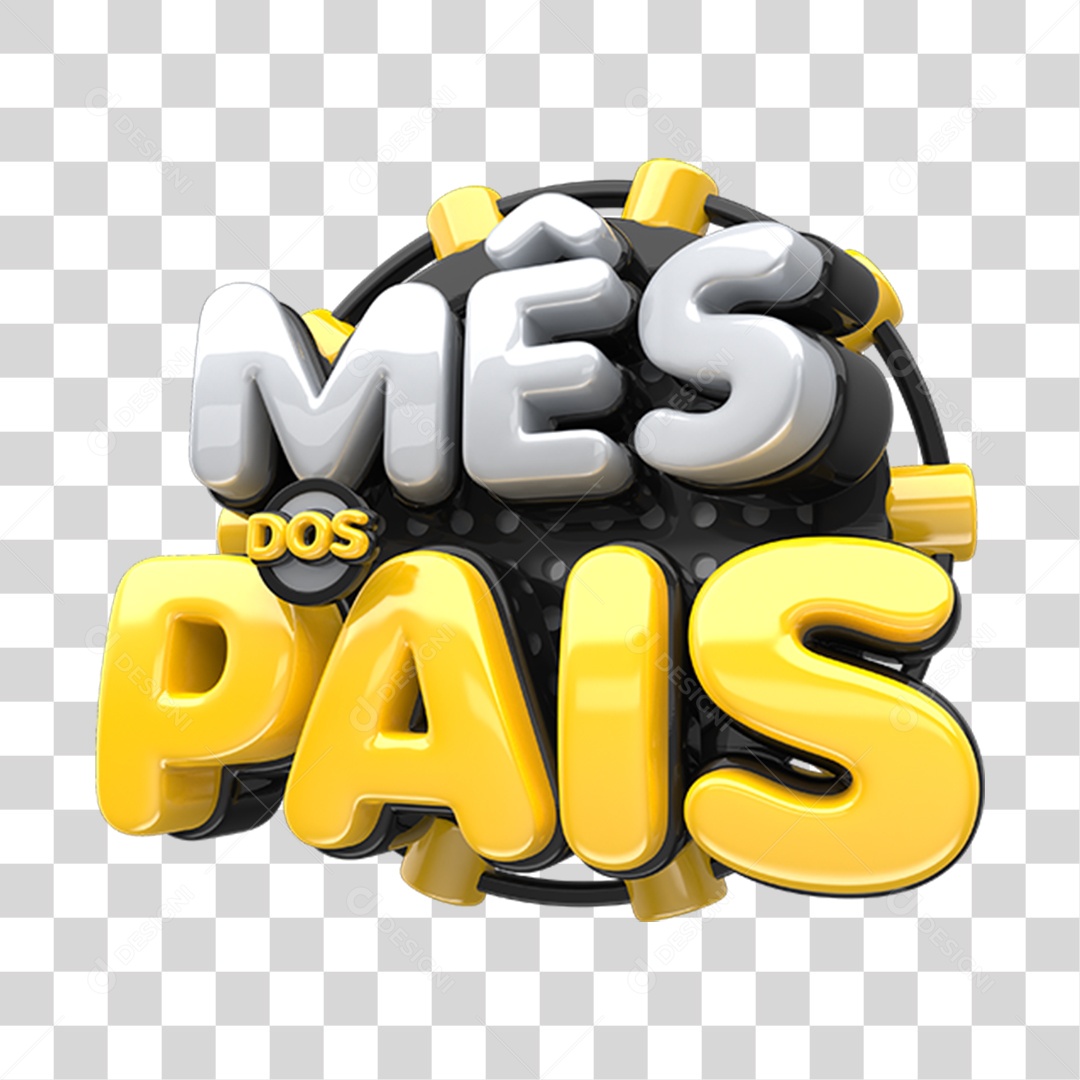 Mês Dos Pais Preto E Amarelo Selo 3D Para Composição PNG Transparente