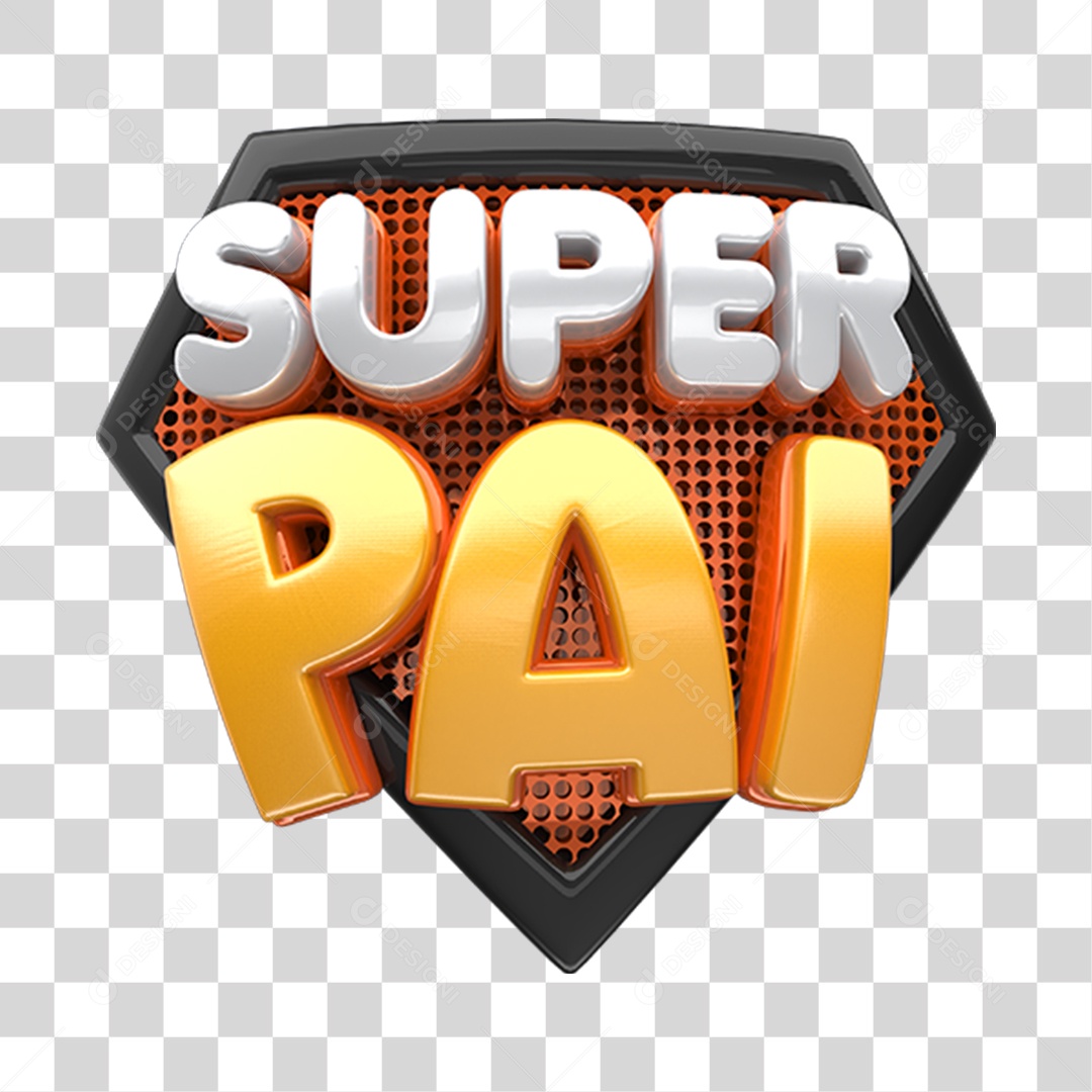 Selo 3D Super Pai Amarelo e Preto Para Composição PNG Transparente