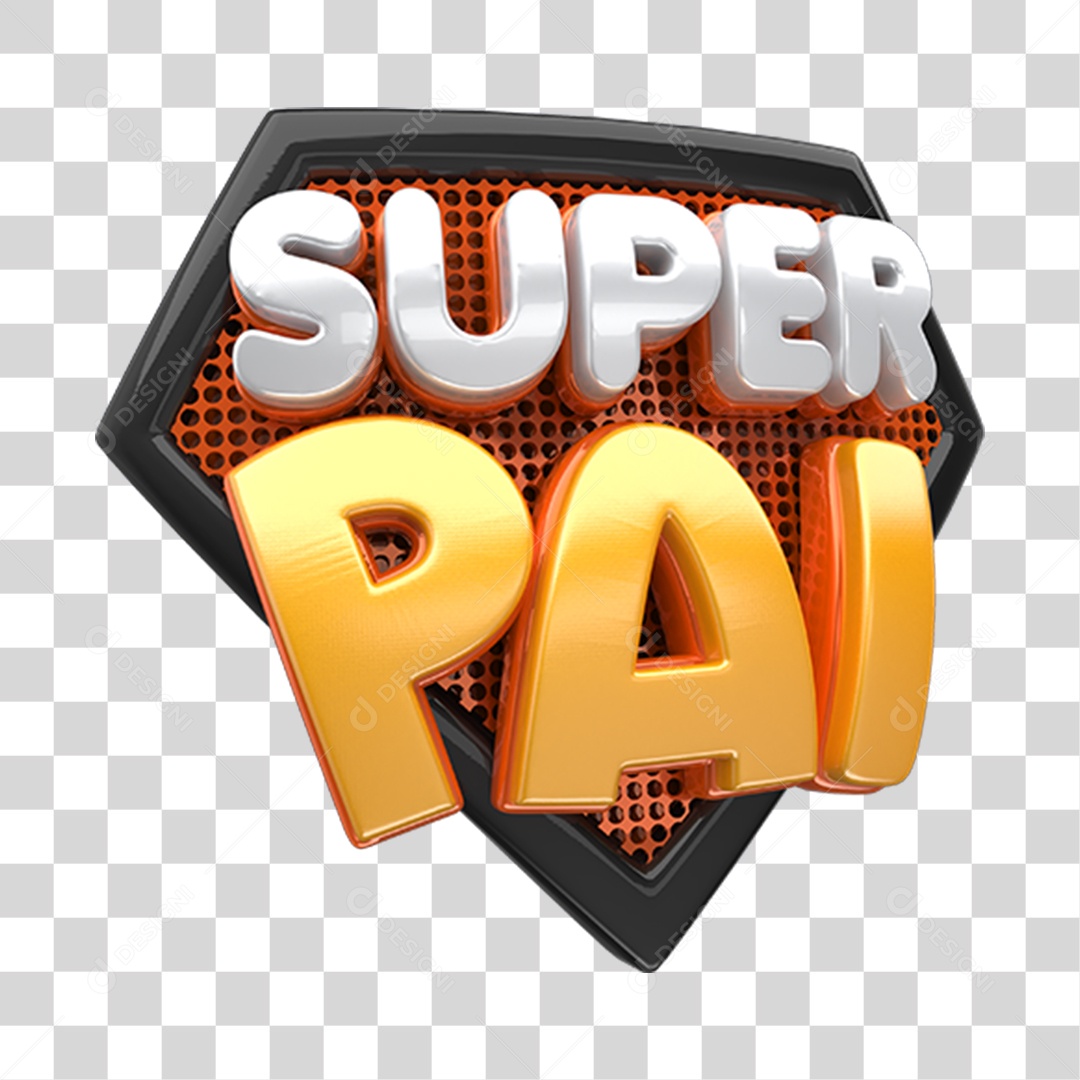 Selo 3D Super Pai Amarelo e Preto Para Composição PNG Transparente