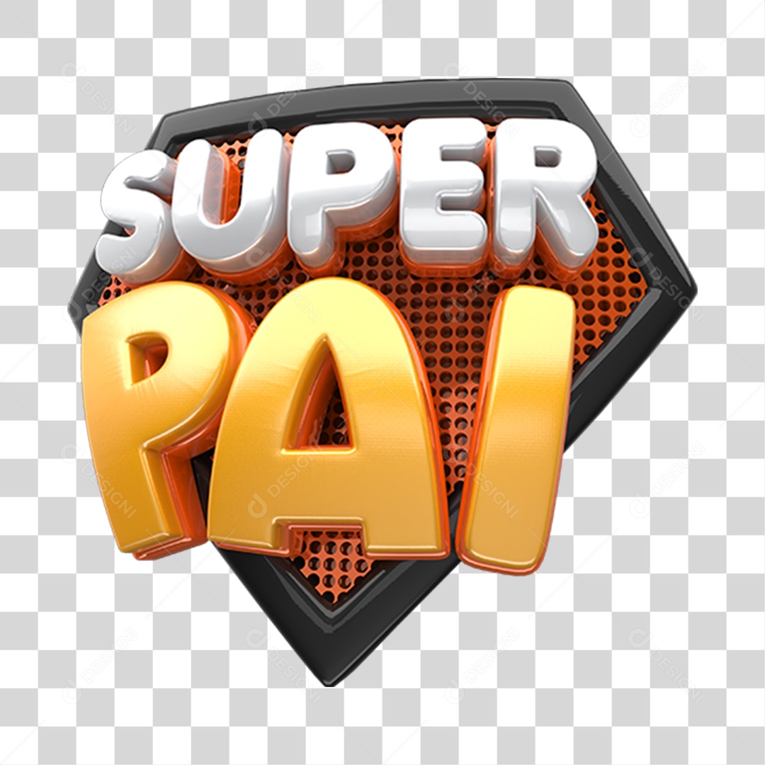 Selo 3D Super Pai Amarelo e Preto Para Composição PNG Transparente