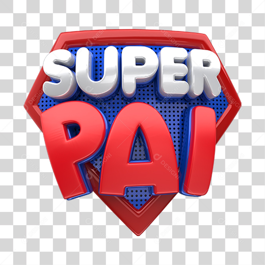 Super Pai Vermelho e Azul Selo 3D Para Composição PNG Transparente