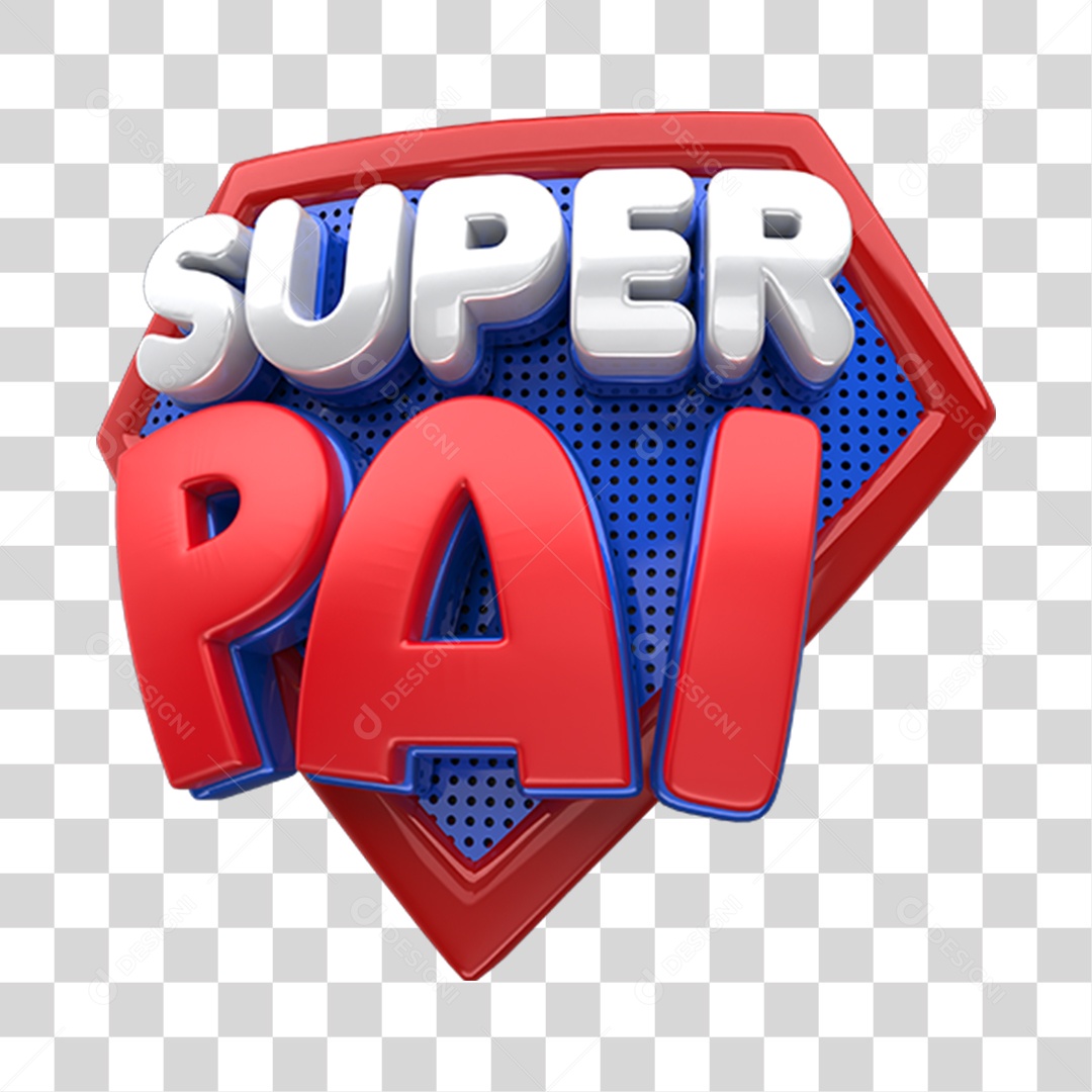 Super Pai Vermelho e Azul Selo 3D Para Composição PNG Transparente