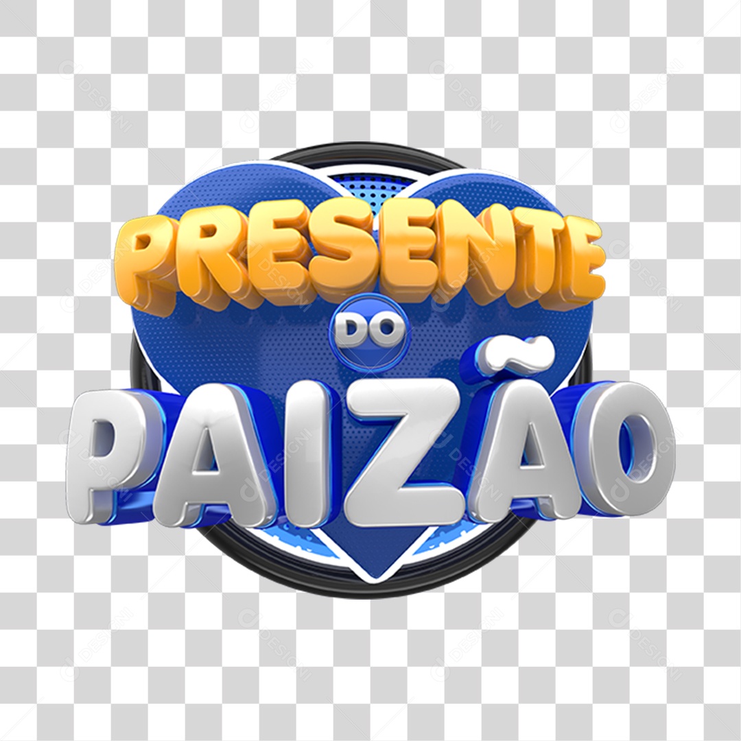 Selo 3D Coração Presente Do Paizão Para Composição PNG Transparente