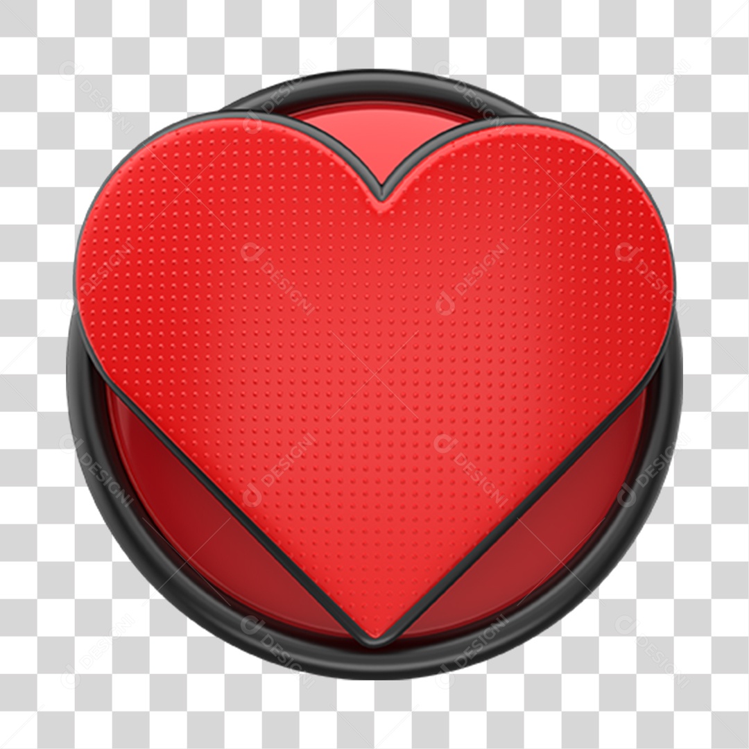 Elemento 3D Coração Vermelho Borda Preta Dia Dos Pais PNG Transparente