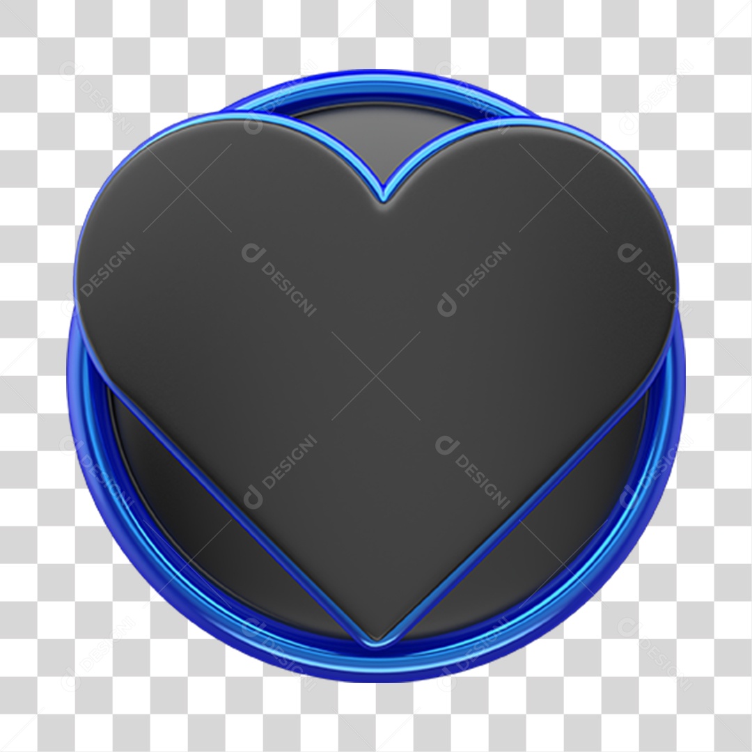 Elemento 3D Coração Preto Borda Azul Dia Dos Pais PNG Transparente