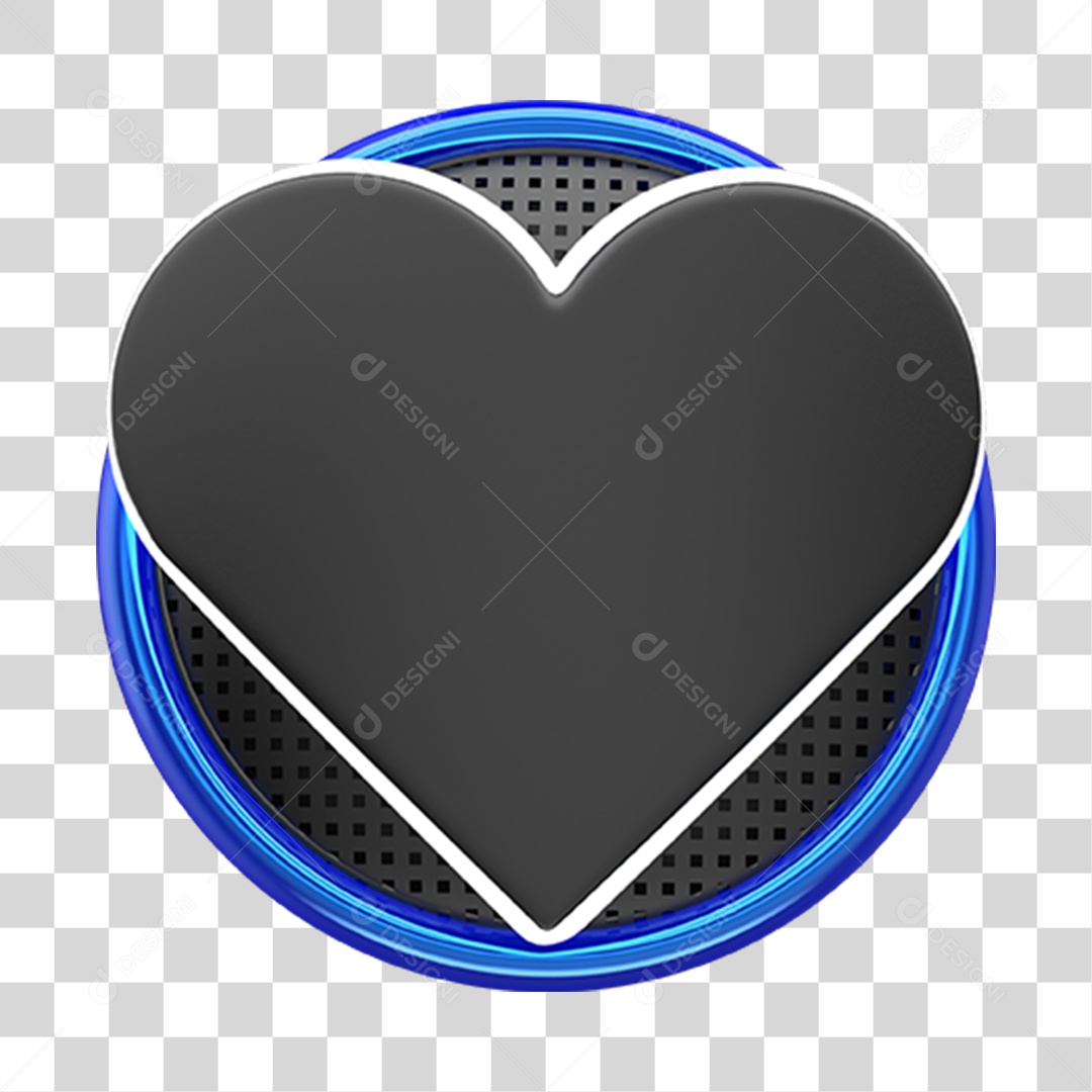 Elemento 3D Coração Preto Borda Azul Dia Dos Pais PNG Transparente