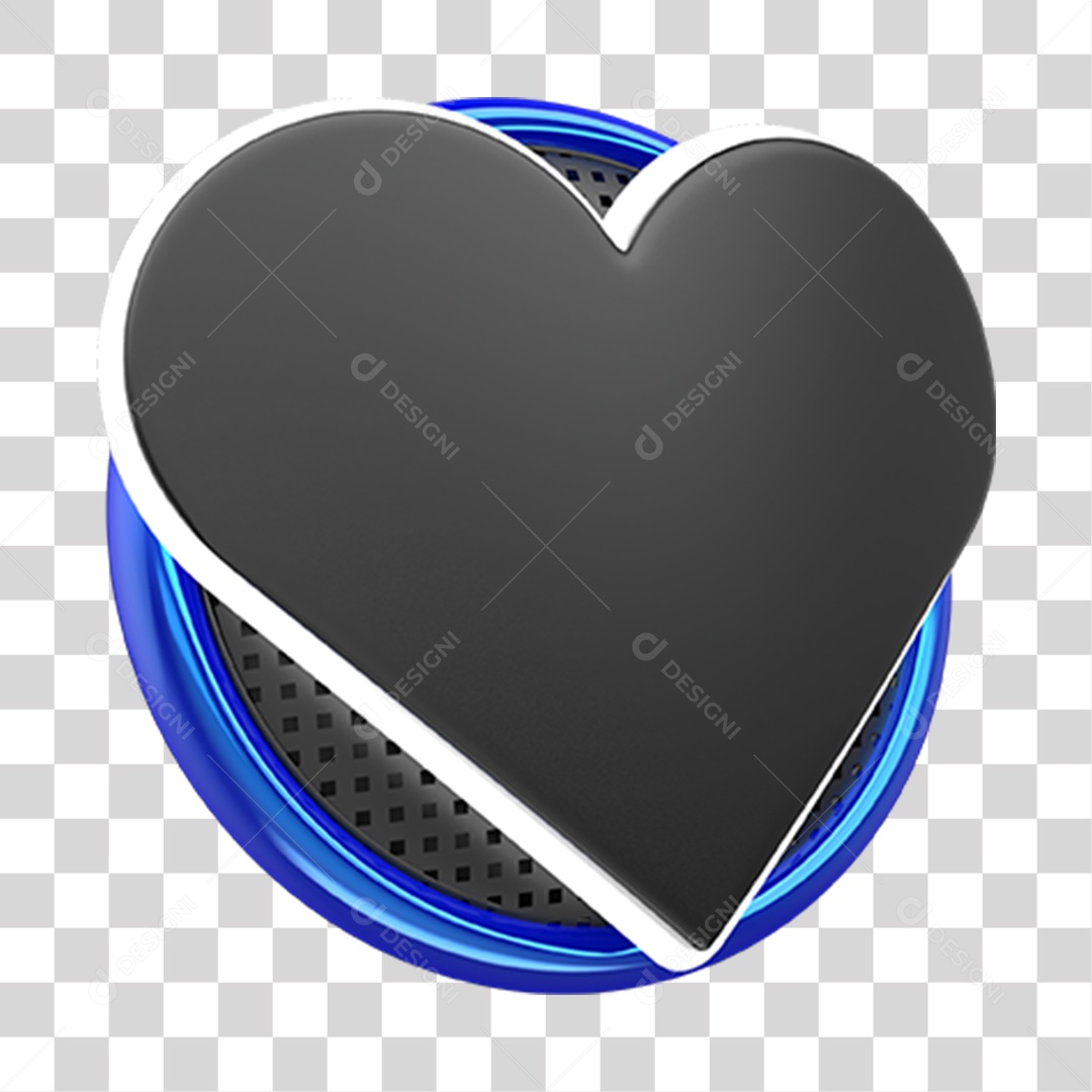 Elemento 3D Coração Preto Borda Azul Dia Dos Pais PNG Transparente
