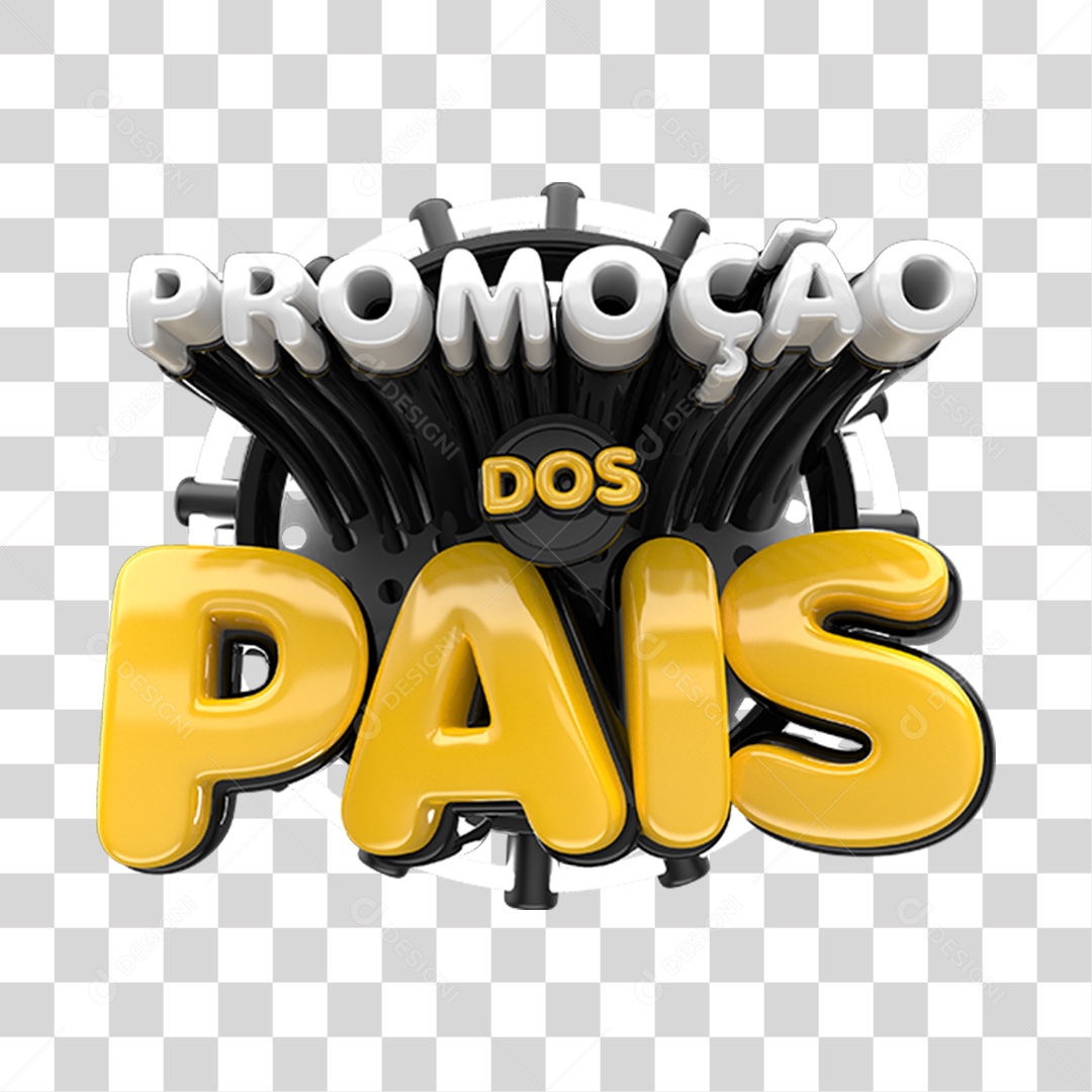 Selo 3D Promoção Dos Pais Preto Para Composição PNG Transparente