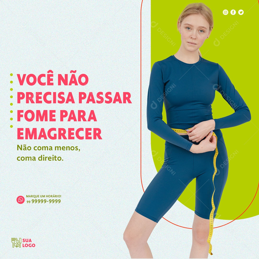 Fome Para Emagrecer Alimentação Social Media PSD Editável