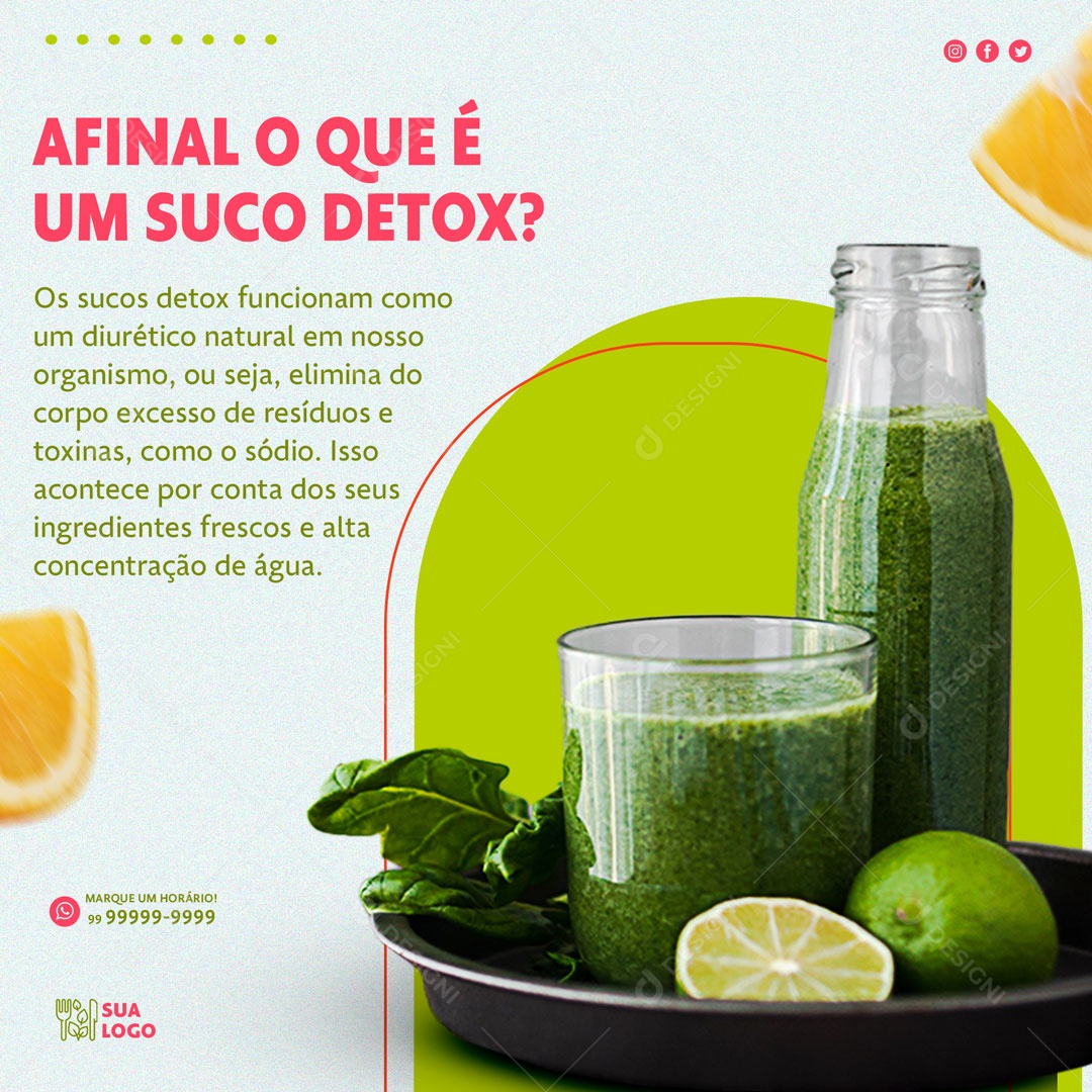 Social Media O Que é Um Suco Detox Alimentação PSD Editável