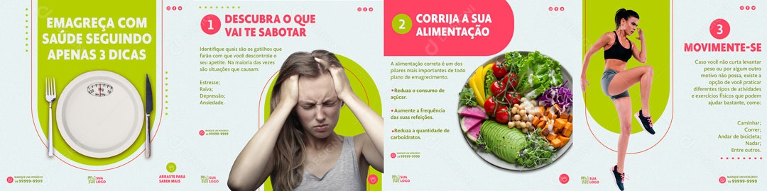 Social Media Carrossel Alimentação Saudável PSD Editável