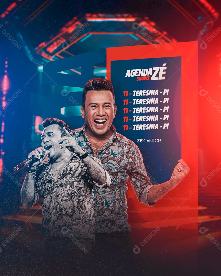 Social Media Flyer Feed Agenda Shows Zé Cantor PSD Editável