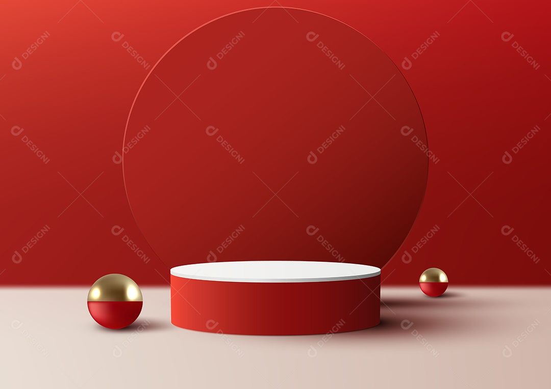 Cenário Vermelho Realista 3D Ilustração Vetor EPS