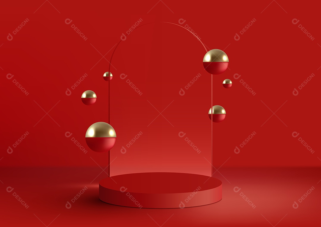 Cenário Vermelho Realista 3D Ilustração Vetor EPS