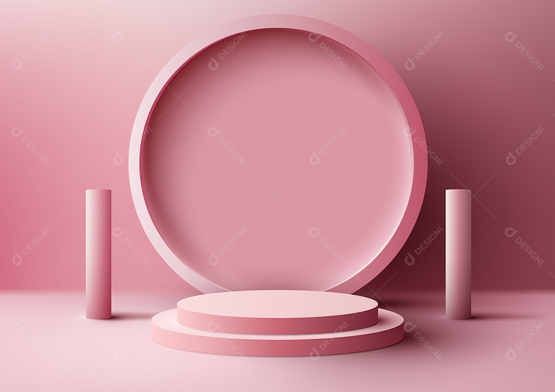Cenário Rosa Realista 3D Ilustração Vetor EPS