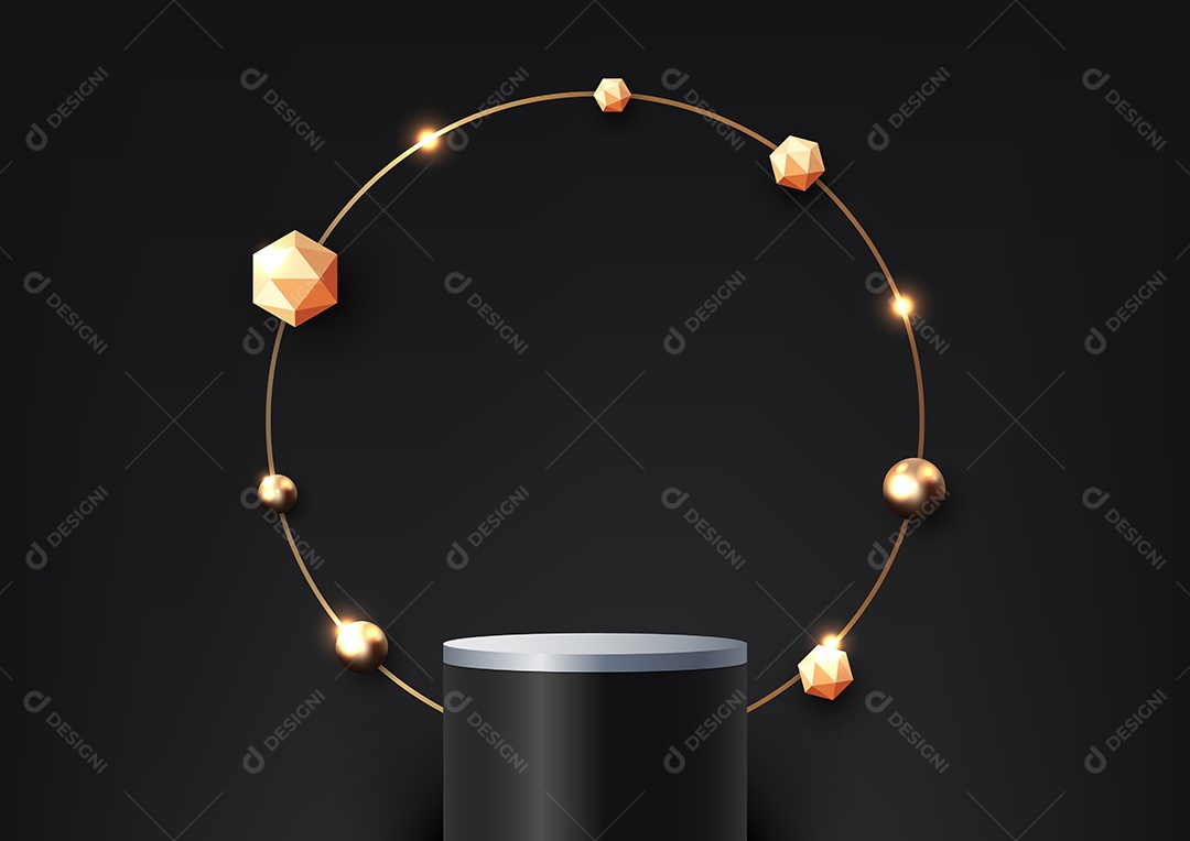 Cenário Preto Realista 3D Ilustração Vetor EPS