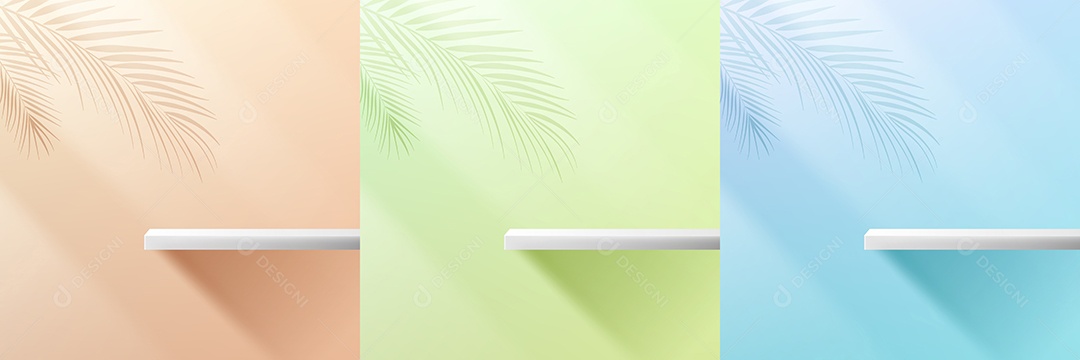 Cenários Rosa Verde e Azul Realista 3D Ilustração Vetor EPS