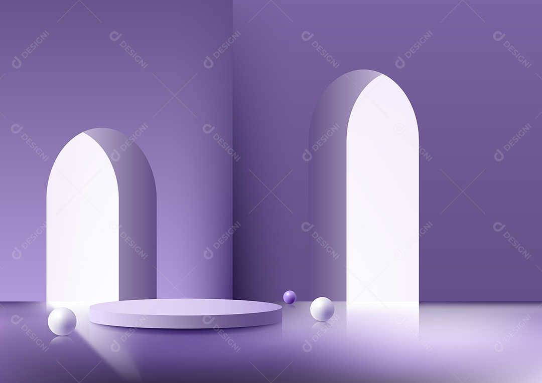 Cenário Roxo Realista 3D Ilustração Vetor EPS
