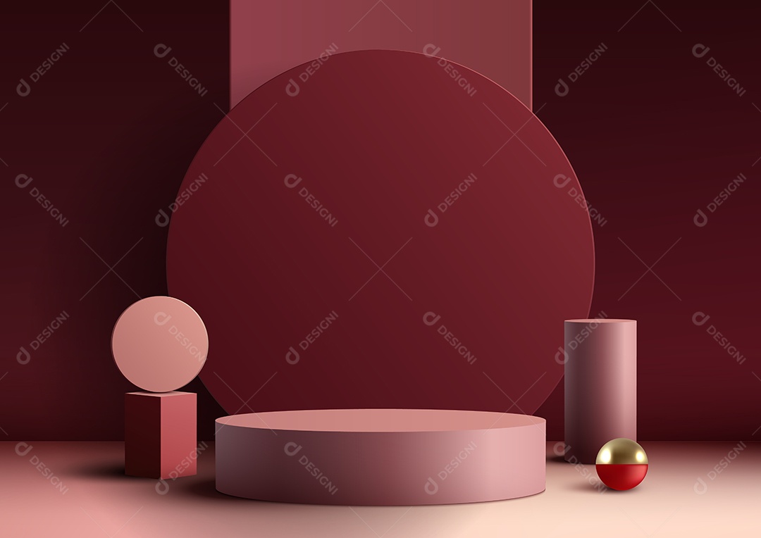 Cenário Vermelho Vinho Realista 3D Ilustração Vetor EPS