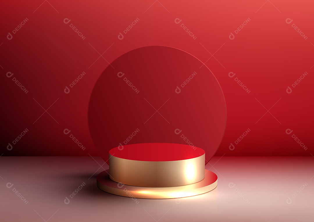 Cenário Vermelho Realista 3D Ilustração Vetor EPS