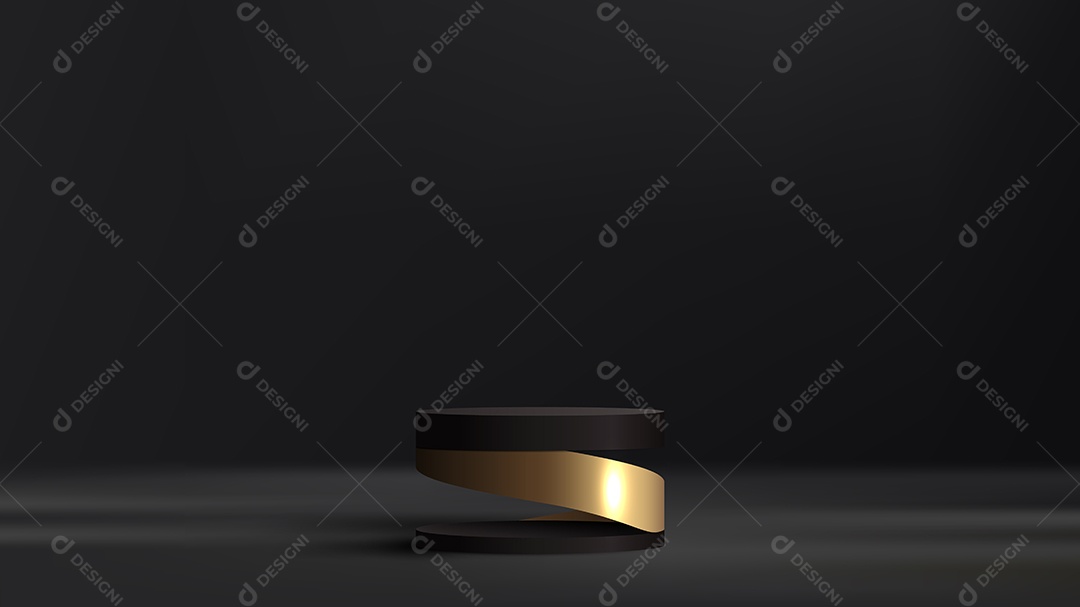 Cenário Preto Realista 3D Ilustração Vetor EPS