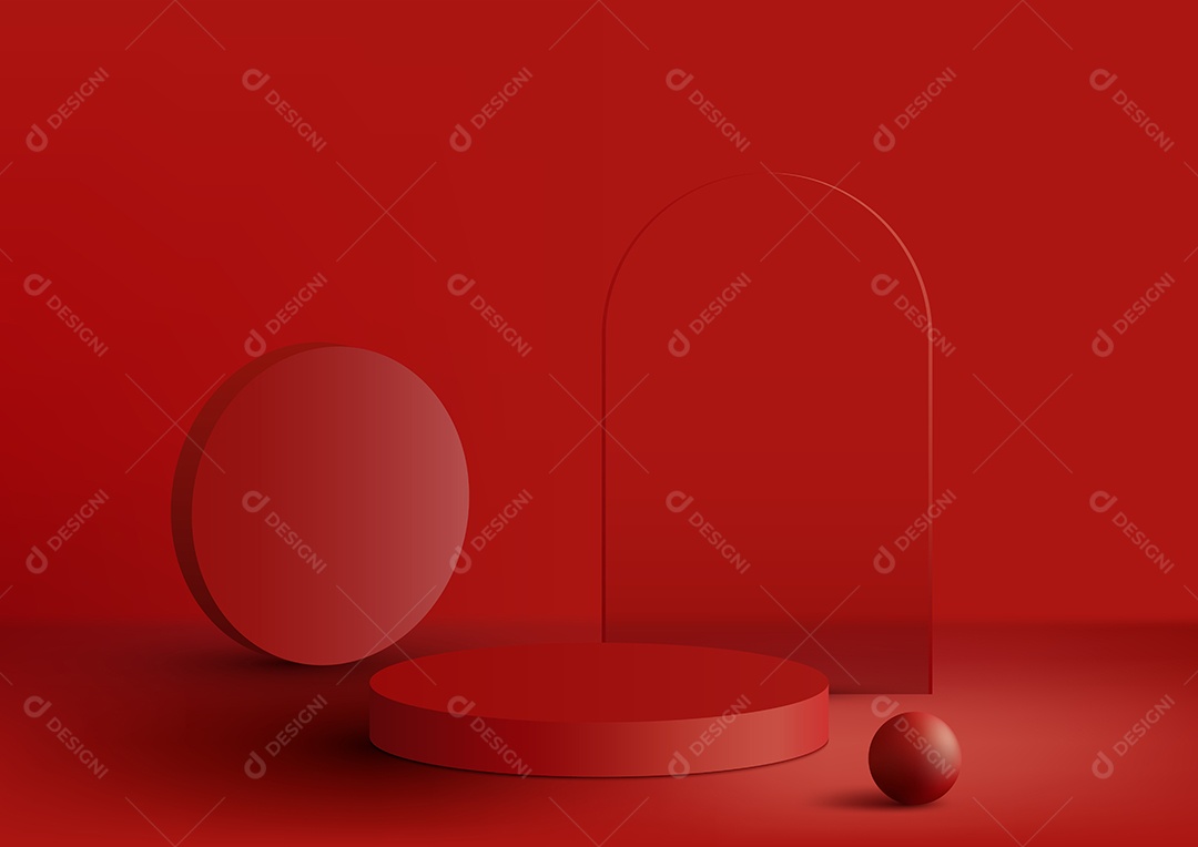 Cenário Vermelho Realista 3D Ilustração Vetor EPS