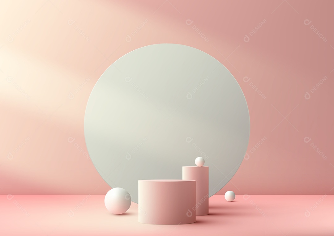 Cenário Rosa Realista 3D Ilustração Vetor EPS