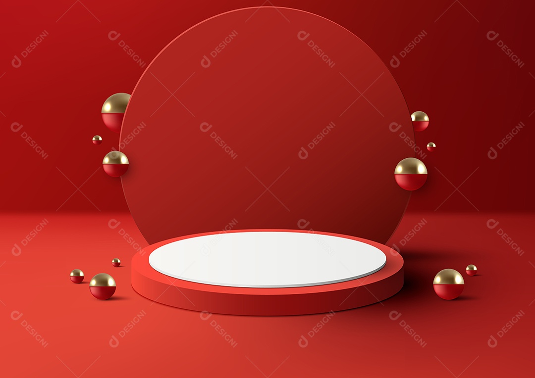 Cenário Vermelho Realista 3D Ilustração Vetor EPS