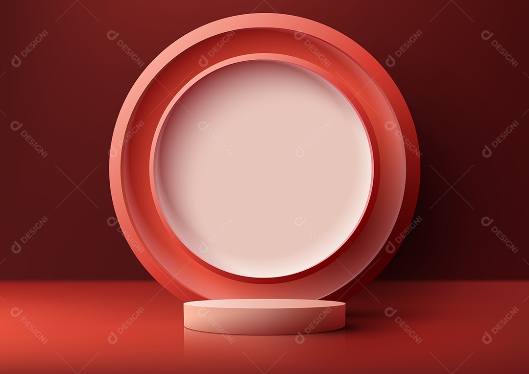 Cenário Vermelho Realista 3D Ilustração Vetor EPS