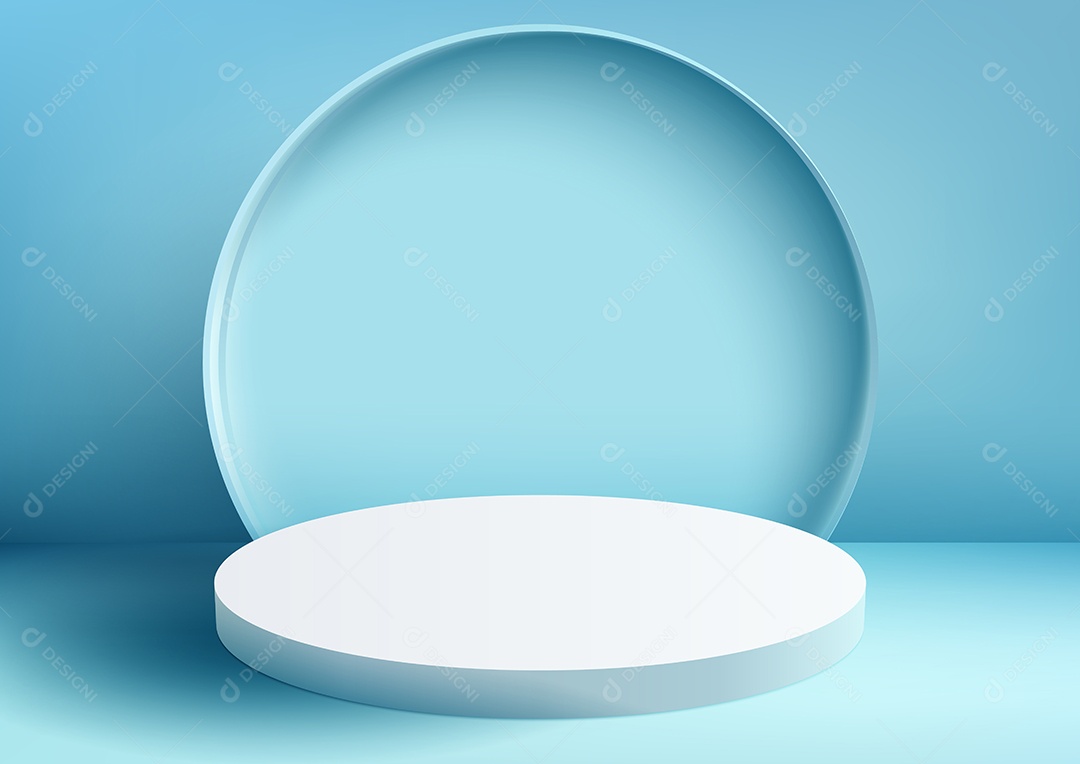 Cenário Realista 3D Ilustração Com Pódio Azul Vetor EPS