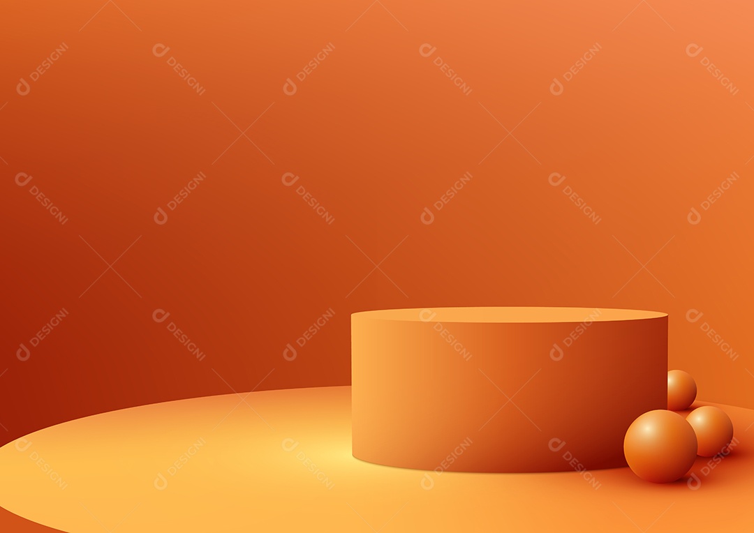 Cenário Realista 3D Ilustração Com Pódio Laranja Vetor EPS