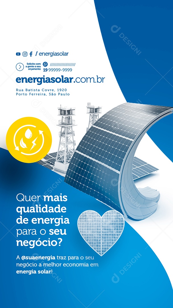 Story Quer Mais Qualidade De Energia Para O Seu Negócio Energia Solar Social Media PSD Editável